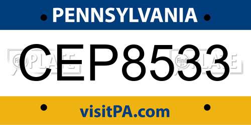 CEP8533 Pennsylvania License Plate