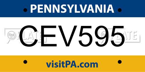 CEV595 Pennsylvania License Plate