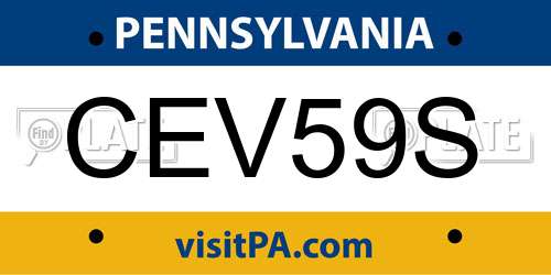 CEV59S Pennsylvania License Plate