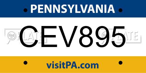 CEV895 Pennsylvania License Plate