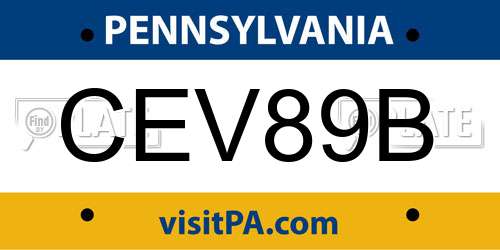 CEV89B Pennsylvania License Plate