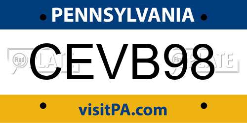 CEVB98 Pennsylvania License Plate
