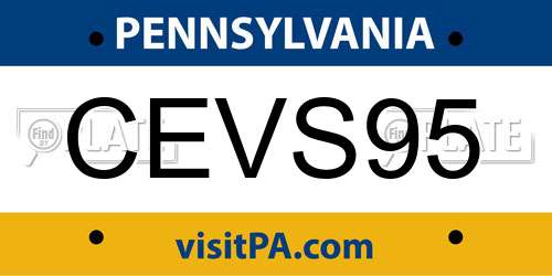 CEVS95 Pennsylvania License Plate