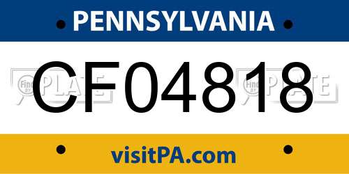 CF04818 Pennsylvania License Plate