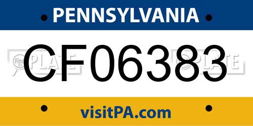 CF06383 Pennsylvania License Plate
