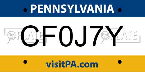 CF0J7Y Pennsylvania License Plate