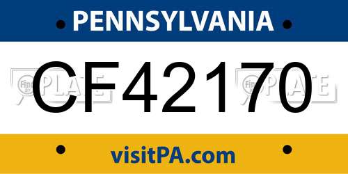 CF42170 Pennsylvania License Plate