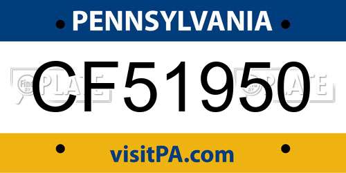CF51950 Pennsylvania License Plate