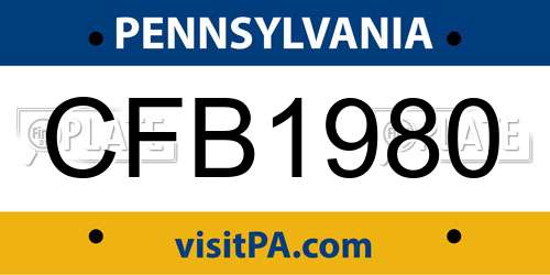 CFB1980 Pennsylvania License Plate