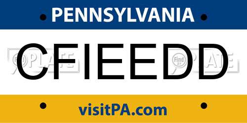 CFIEEDD Pennsylvania License Plate