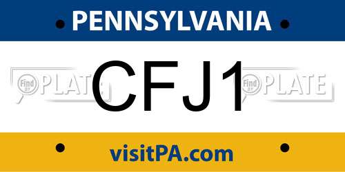 CFJ1 Pennsylvania License Plate