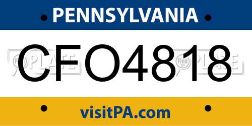 CFO4818 Pennsylvania License Plate