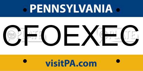 CFOEXEC Pennsylvania License Plate