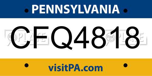 CFQ4818 Pennsylvania License Plate