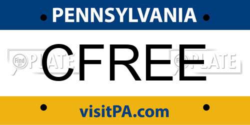 CFREE Pennsylvania License Plate