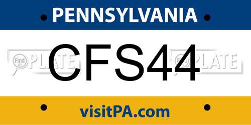 CFS44 Pennsylvania License Plate