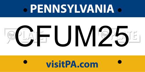 CFUM25 Pennsylvania License Plate