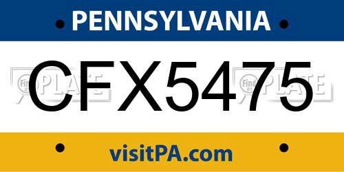 CFX5475 Pennsylvania License Plate