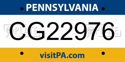 CG22976 Pennsylvania License Plate
