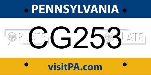 CG253 Pennsylvania License Plate