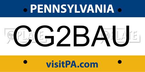 CG2BAU Pennsylvania License Plate
