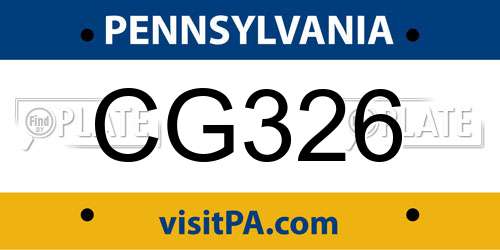 CG326 Pennsylvania License Plate