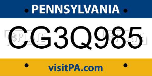 CG3Q985 Pennsylvania License Plate