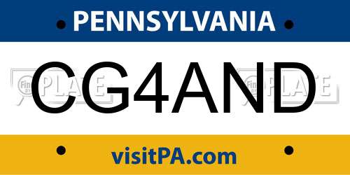 CG4AND Pennsylvania License Plate