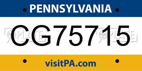 CG75715 Pennsylvania License Plate