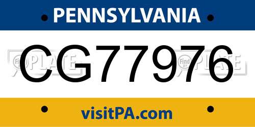 CG77976 Pennsylvania License Plate