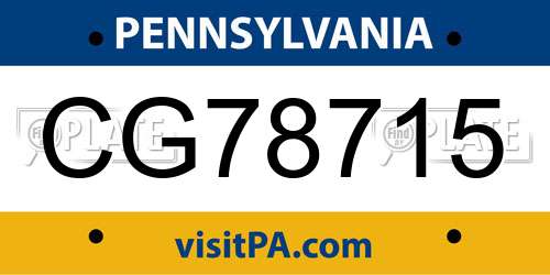 CG78715 Pennsylvania License Plate