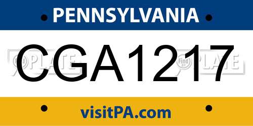 CGA1217 Pennsylvania License Plate