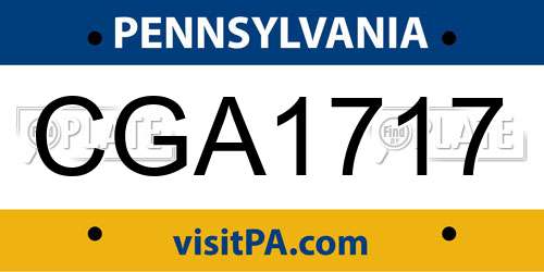 CGA1717 Pennsylvania License Plate