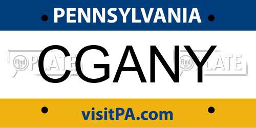 CGANY Pennsylvania License Plate