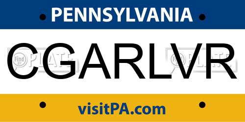CGARLVR Pennsylvania License Plate