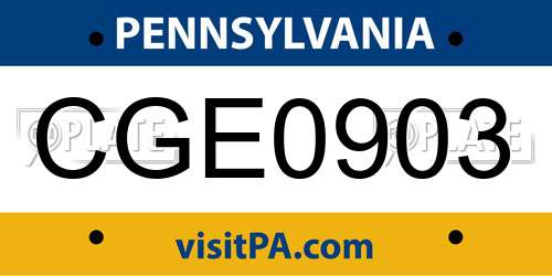 CGE0903 Pennsylvania License Plate