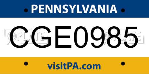 CGE0985 Pennsylvania License Plate