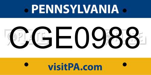 CGE0988 Pennsylvania License Plate