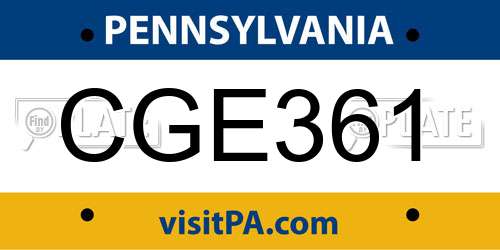 CGE361 Pennsylvania License Plate