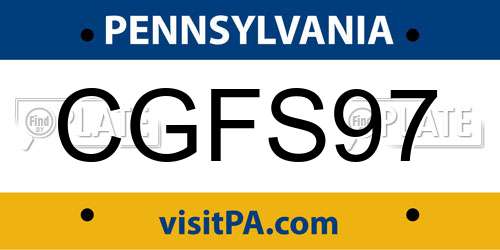 CGFS97 Pennsylvania License Plate
