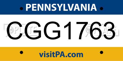 CGG1763 Pennsylvania License Plate