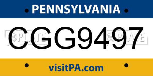 CGG9497 Pennsylvania License Plate