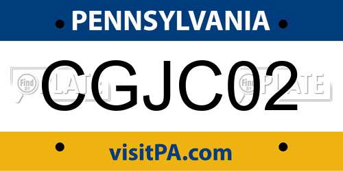 CGJC02 Pennsylvania License Plate