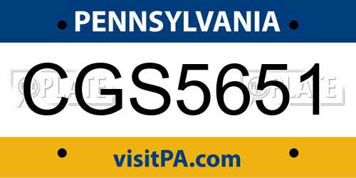 CGS5651 Pennsylvania License Plate