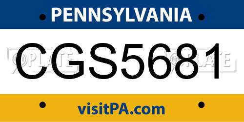 CGS5681 Pennsylvania License Plate