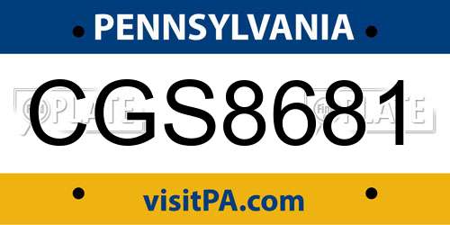 CGS8681 Pennsylvania License Plate