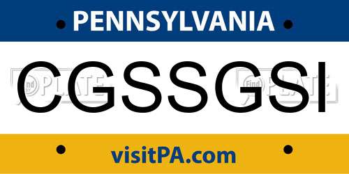 CGSSGSI Pennsylvania License Plate