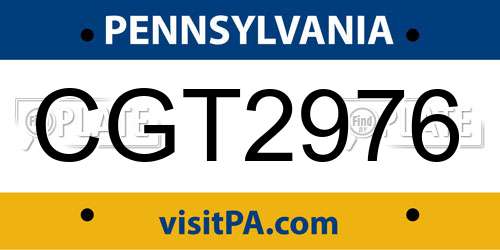 CGT2976 Pennsylvania License Plate