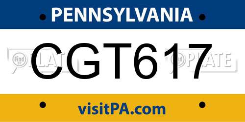 CGT617 Pennsylvania License Plate