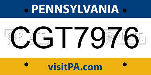 CGT7976 Pennsylvania License Plate
